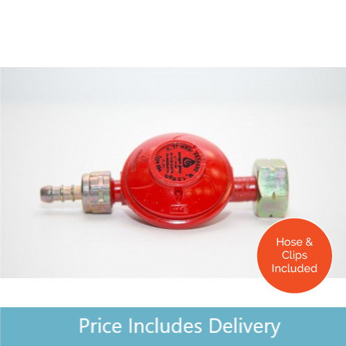 Low Pressure Propane Regulator with Clips and Hose for Propane (red) cylinders